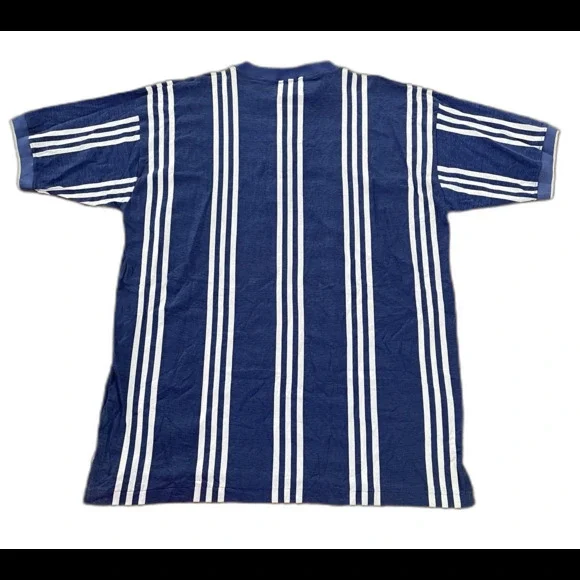 Vintage Striped T Shirt Mens 2XL Blue White Oversized Streetwear NWT - Picture 2 of 9